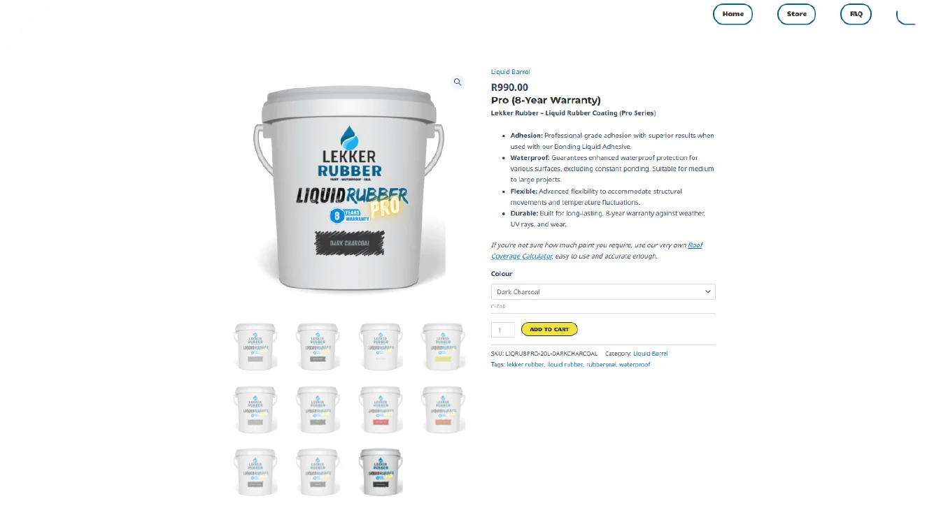 Lekker Rubber Store Page