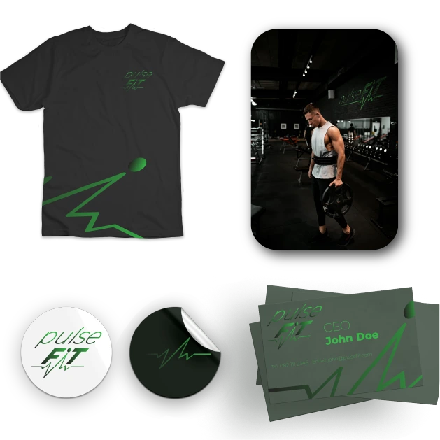 PulseFit Merchandise and Branding Mockup
